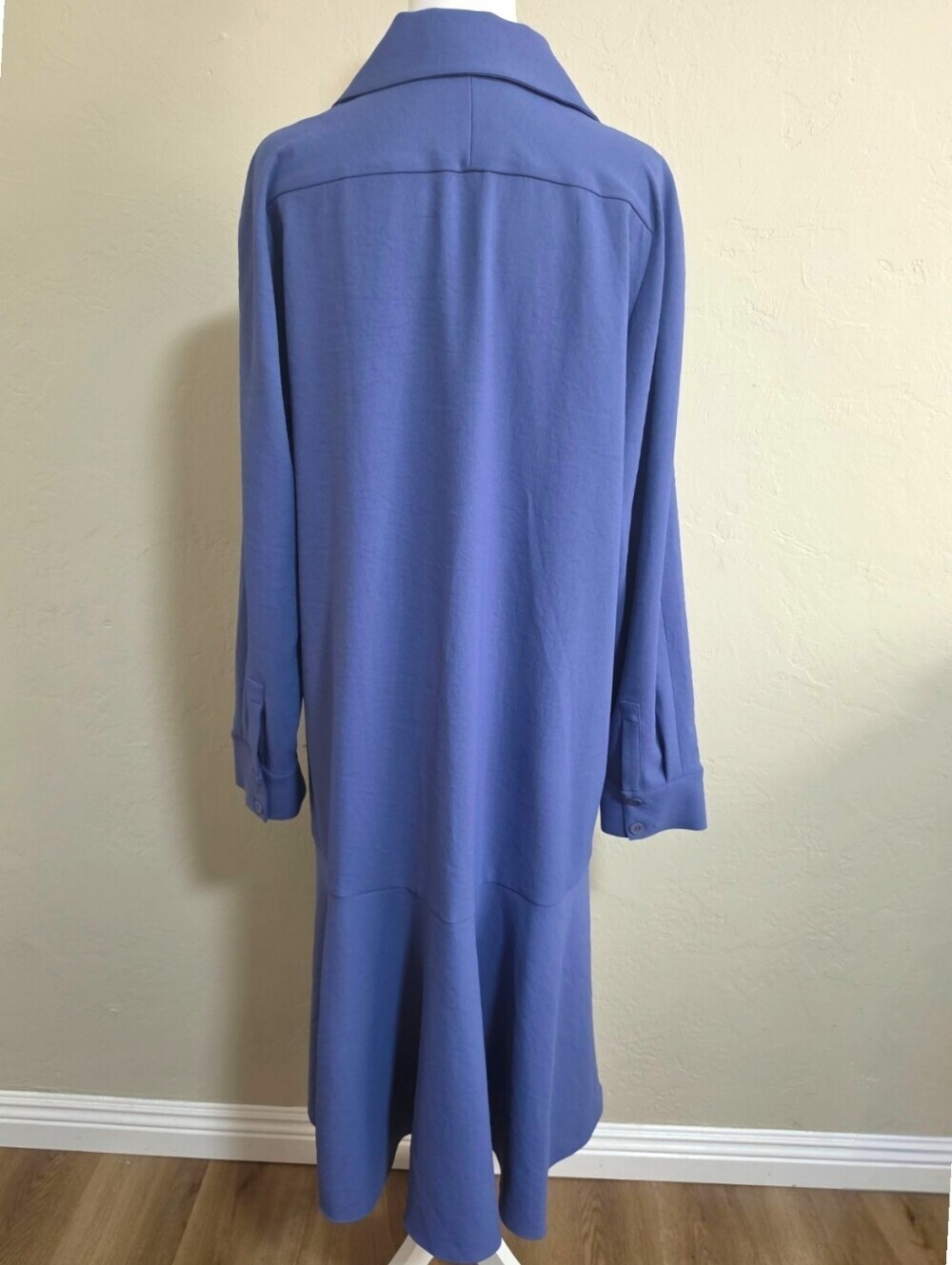TIBI Blue Chalky Drape Fluted Twill Shirt Dress, 12 Sophisticated Relaxed - Picture 8 of 11